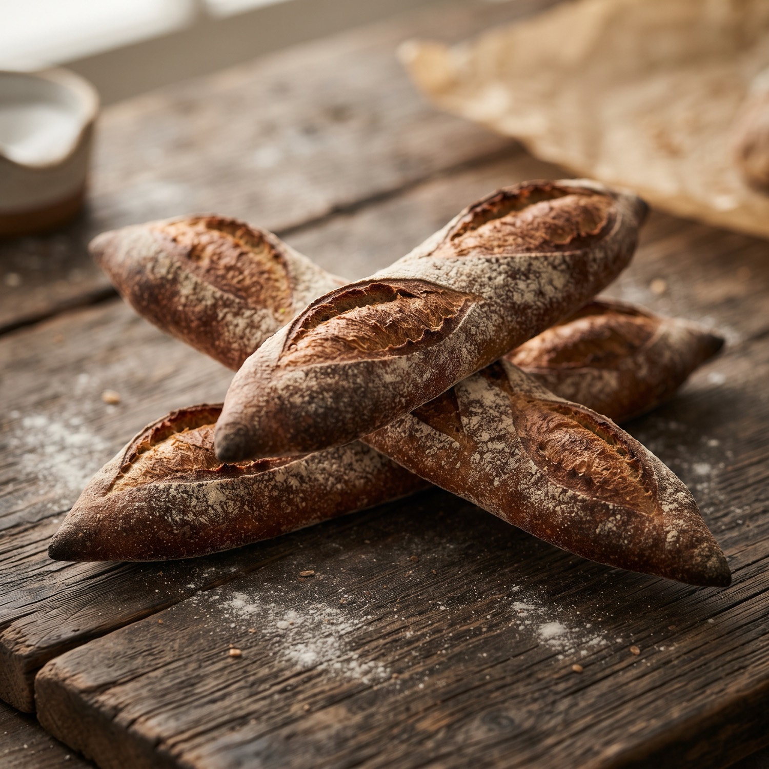 Drei knusprige Baguettes